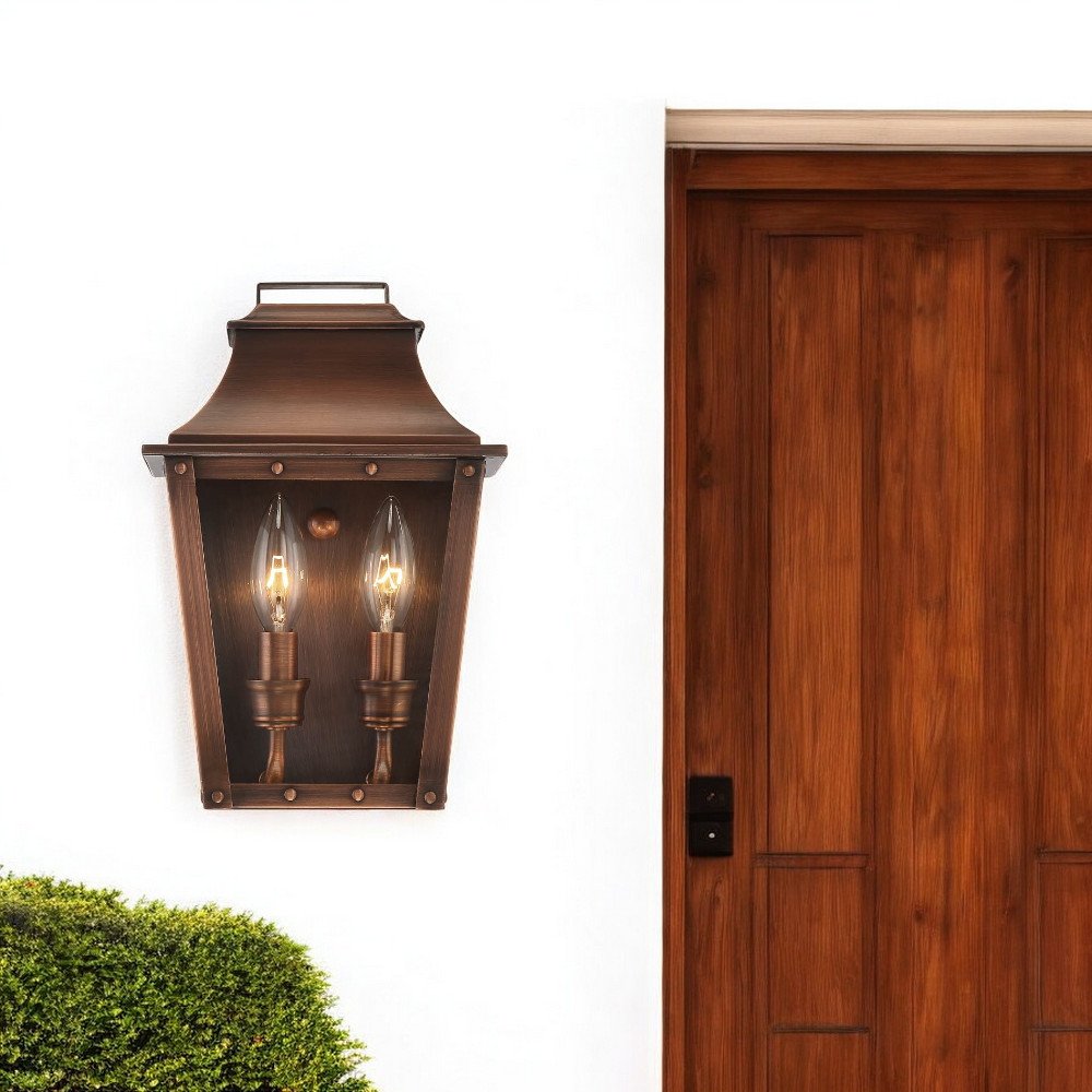 Coventry 2-Light Copper Patina Pocket Wall Light HomeRoots
