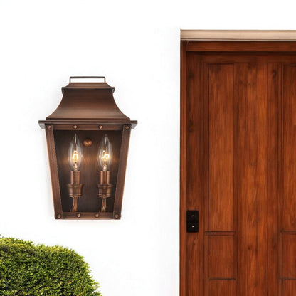 Coventry 2-Light Copper Patina Pocket Wall Light HomeRoots