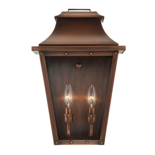 Coventry 2-Light Copper Patina Pocket Wall Light HomeRoots
