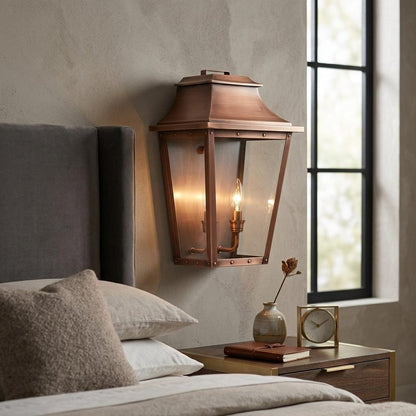 Coventry 2-Light Copper Patina Pocket Wall Light HomeRoots