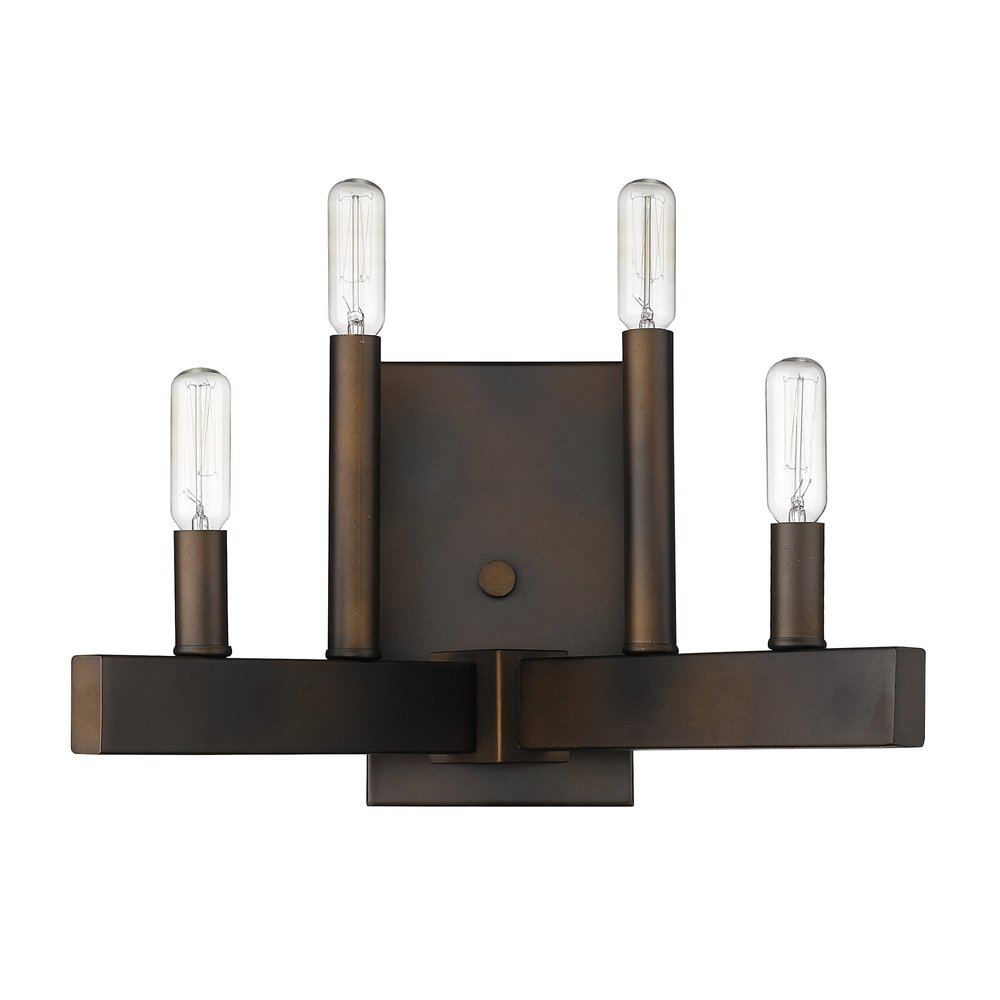 Four Light Bronze Metal Vintage Wall Sconce HomeRoots