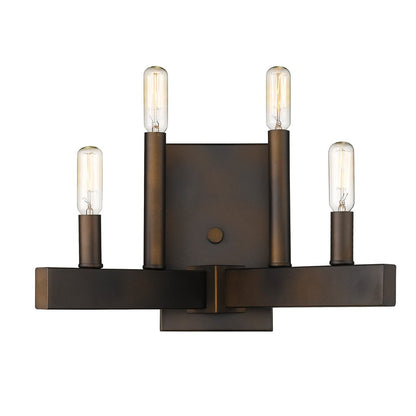 Four Light Bronze Metal Vintage Wall Sconce HomeRoots