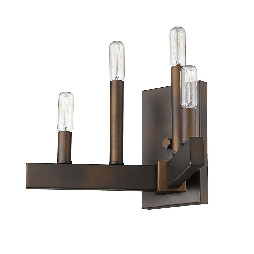 Four Light Bronze Metal Vintage Wall Sconce HomeRoots