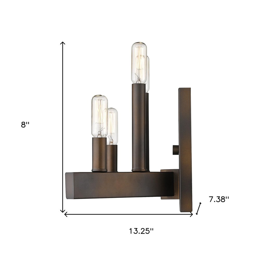Four Light Bronze Metal Vintage Wall Sconce HomeRoots