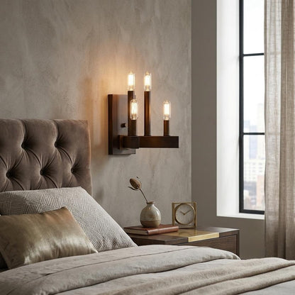 Four Light Bronze Metal Vintage Wall Sconce HomeRoots