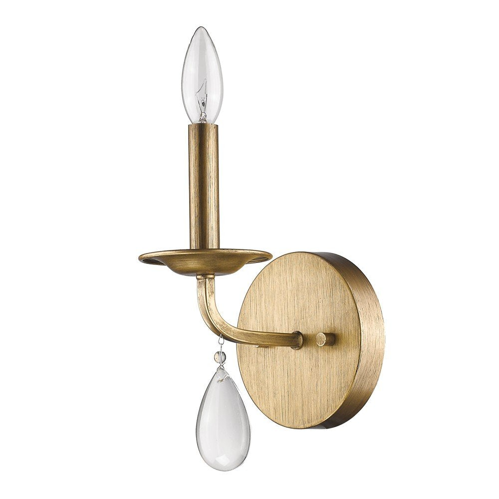 Light Gold Wall Sconce with Crystal Accent — view 1