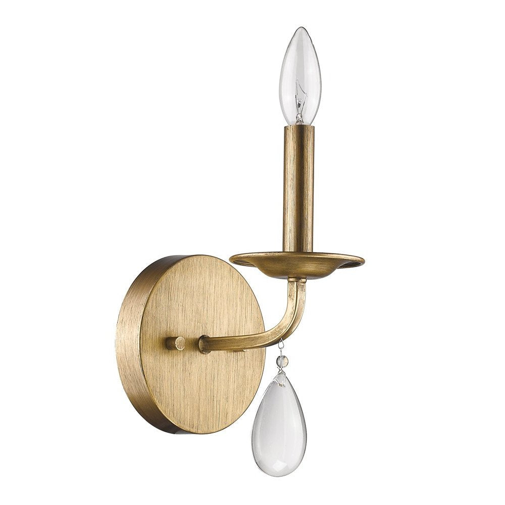 Light Gold Wall Sconce with Crystal Accent HomeRoots