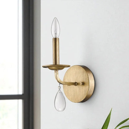 Light Gold Wall Sconce with Crystal Accent HomeRoots