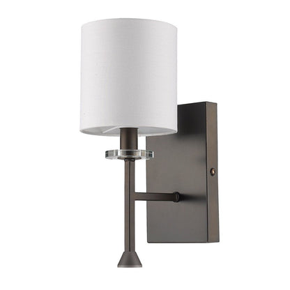 Minimalist Bronze Wall Sconce with Fabric Shade HomeRoots