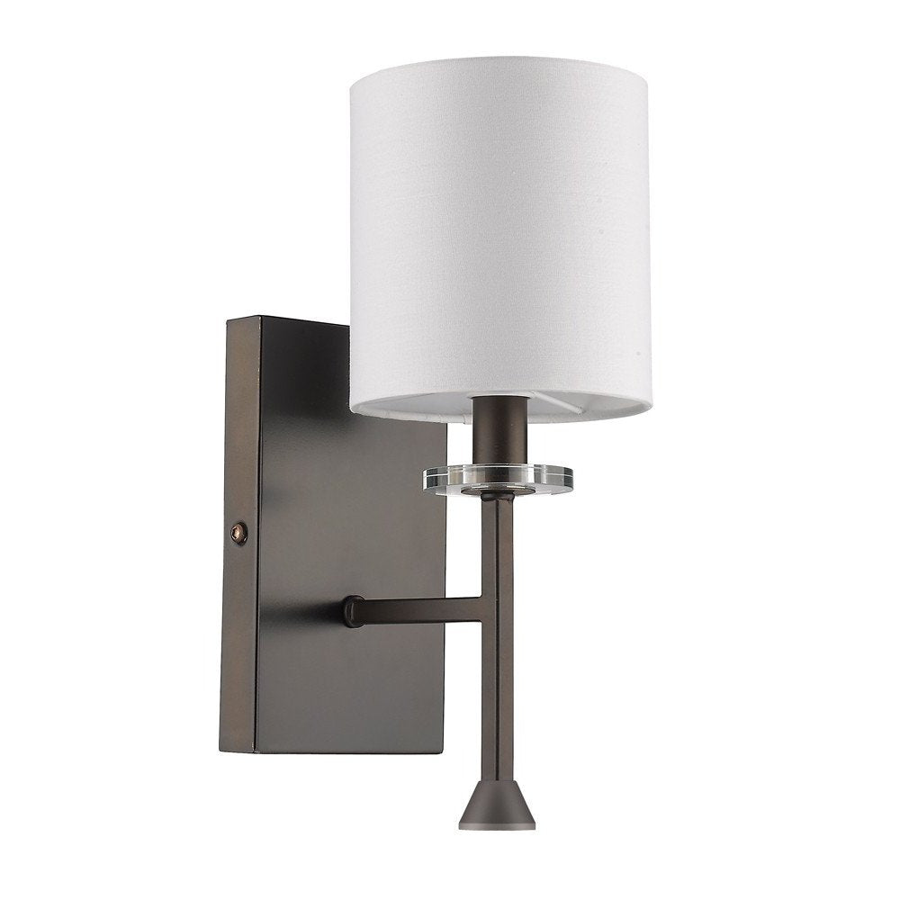 Minimalist Bronze Wall Sconce with Fabric Shade HomeRoots
