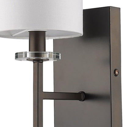 Minimalist Bronze Wall Sconce with Fabric Shade HomeRoots