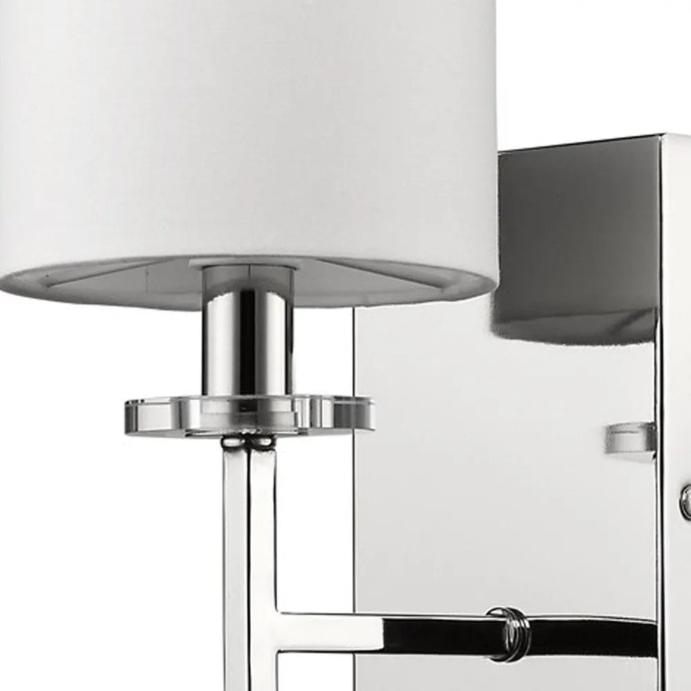 Minimalist Silver Wall Sconce with Fabric Shade HomeRoots