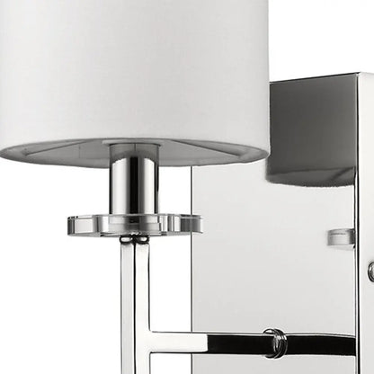 Minimalist Silver Wall Sconce with Fabric Shade HomeRoots