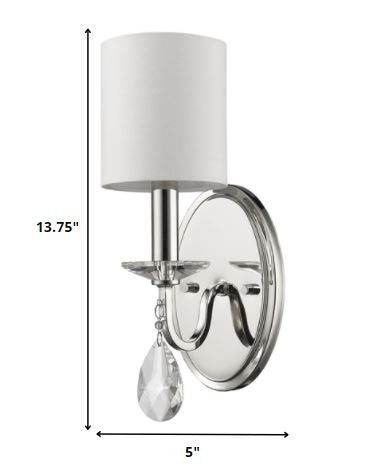 Silver Three Light Wall Sconce with White Fabric Shade HomeRoots