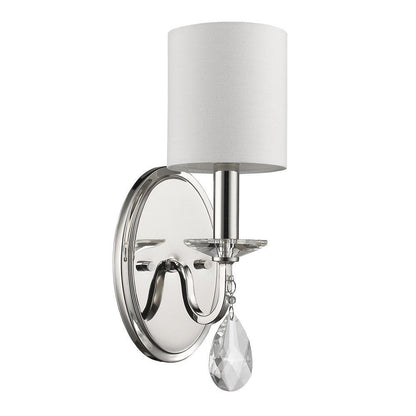 Silver Three Light Wall Sconce with White Fabric Shade HomeRoots