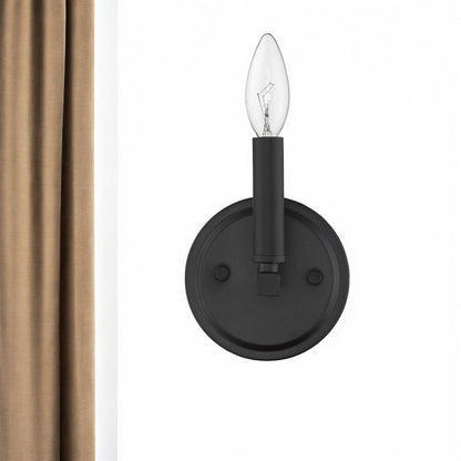 One Light Matte Black Wall Sconce HomeRoots