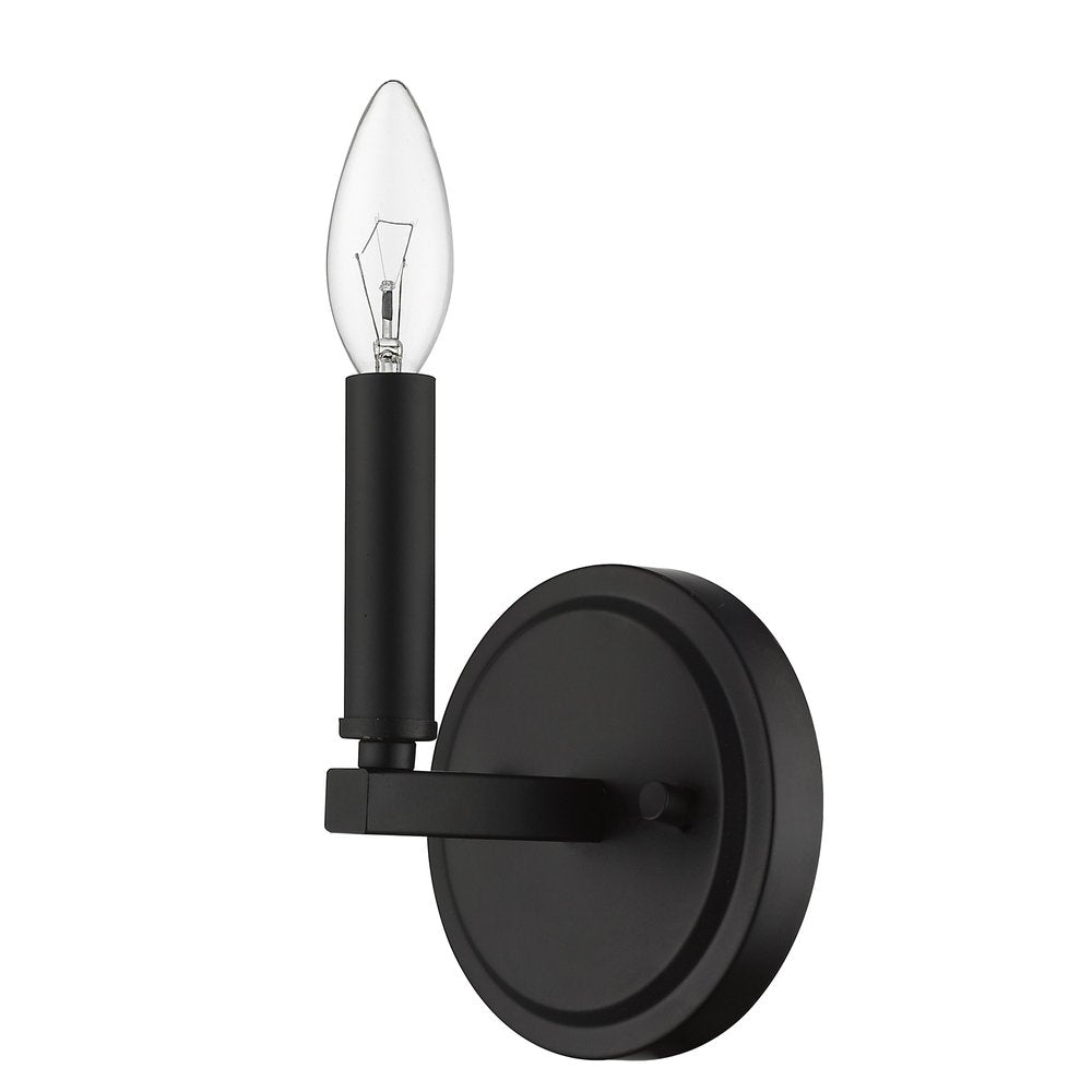 One Light Matte Black Wall Sconce HomeRoots