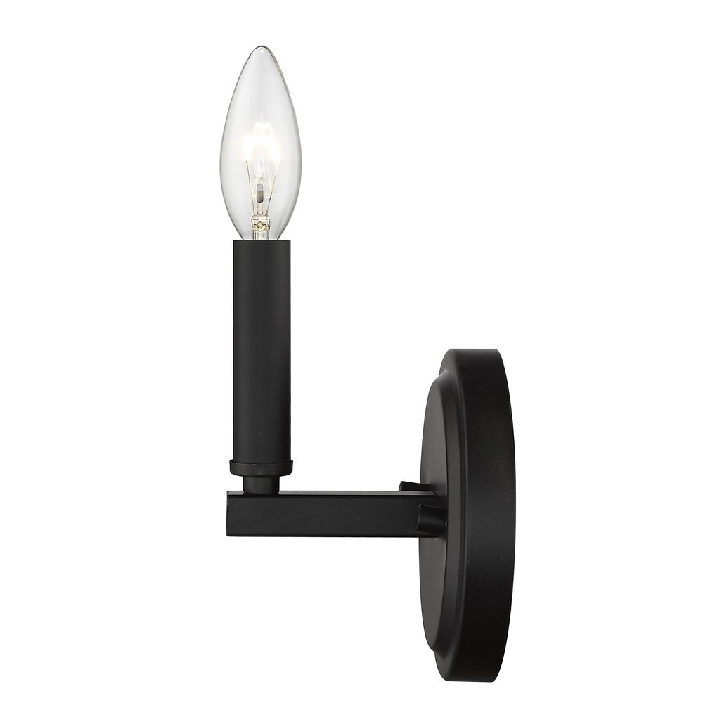One Light Matte Black Wall Sconce HomeRoots