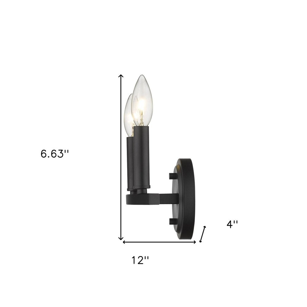 7" Black Metal Vanity Flush Mounted Sconce HomeRoots