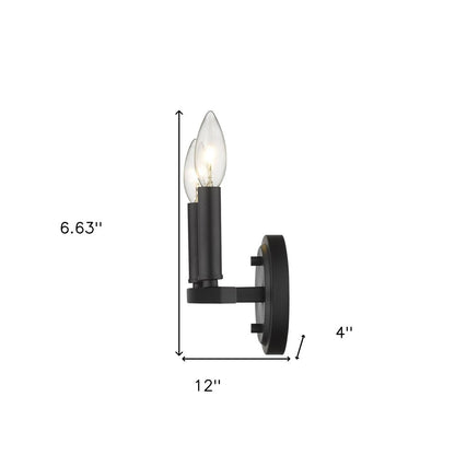 7" Black Metal Vanity Flush Mounted Sconce HomeRoots