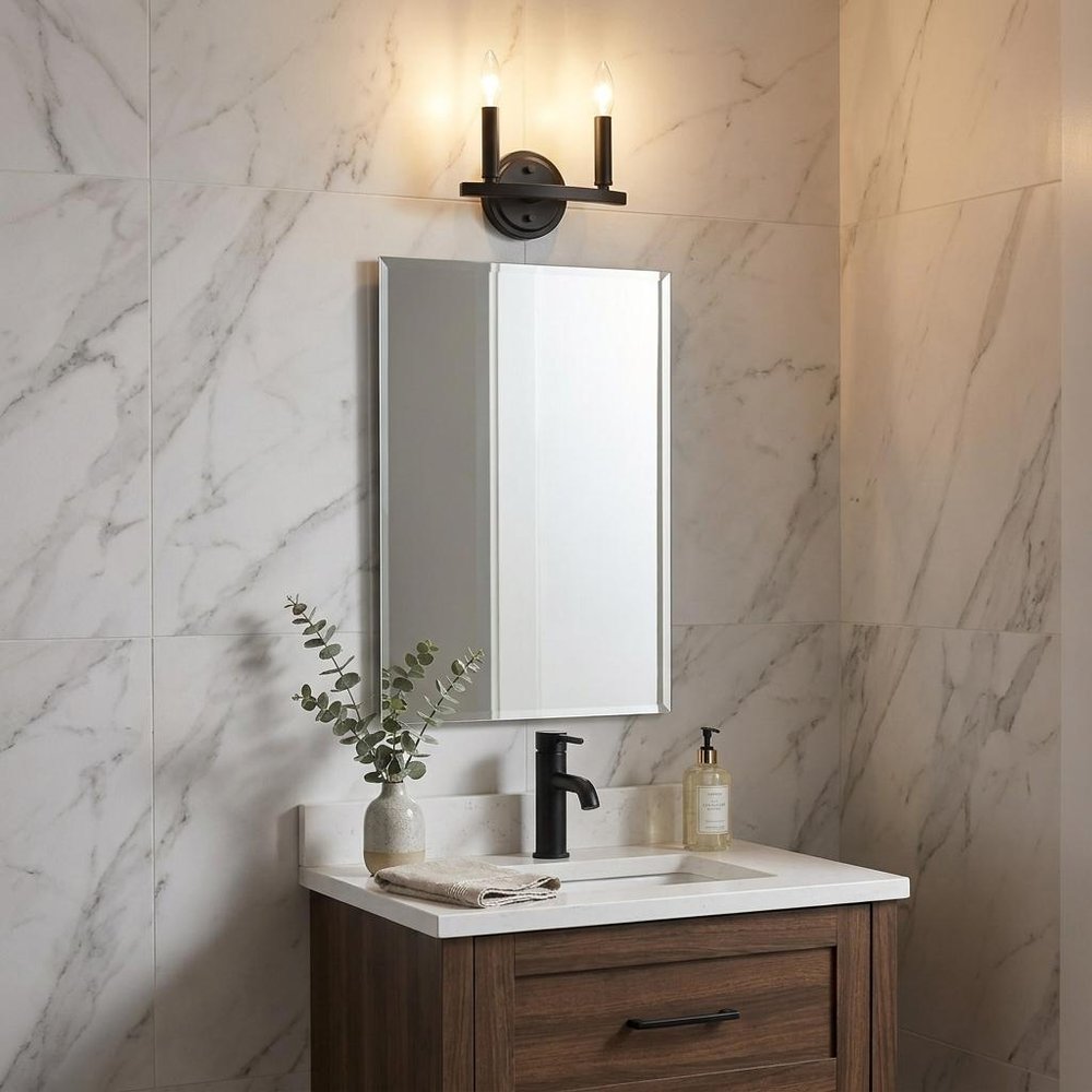 7" Black Metal Vanity Flush Mounted Sconce HomeRoots