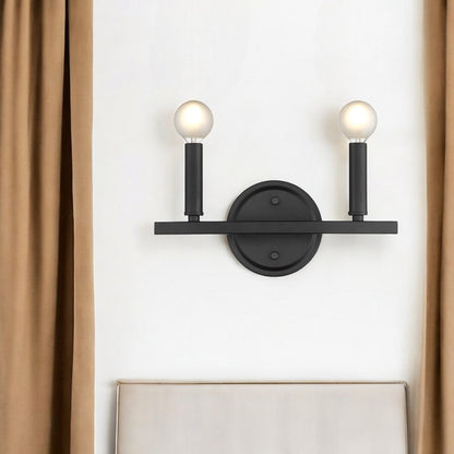 Two Light Matte Black Wall Sconce