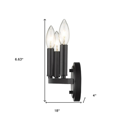 Three Light Matte Black Wall Sconce