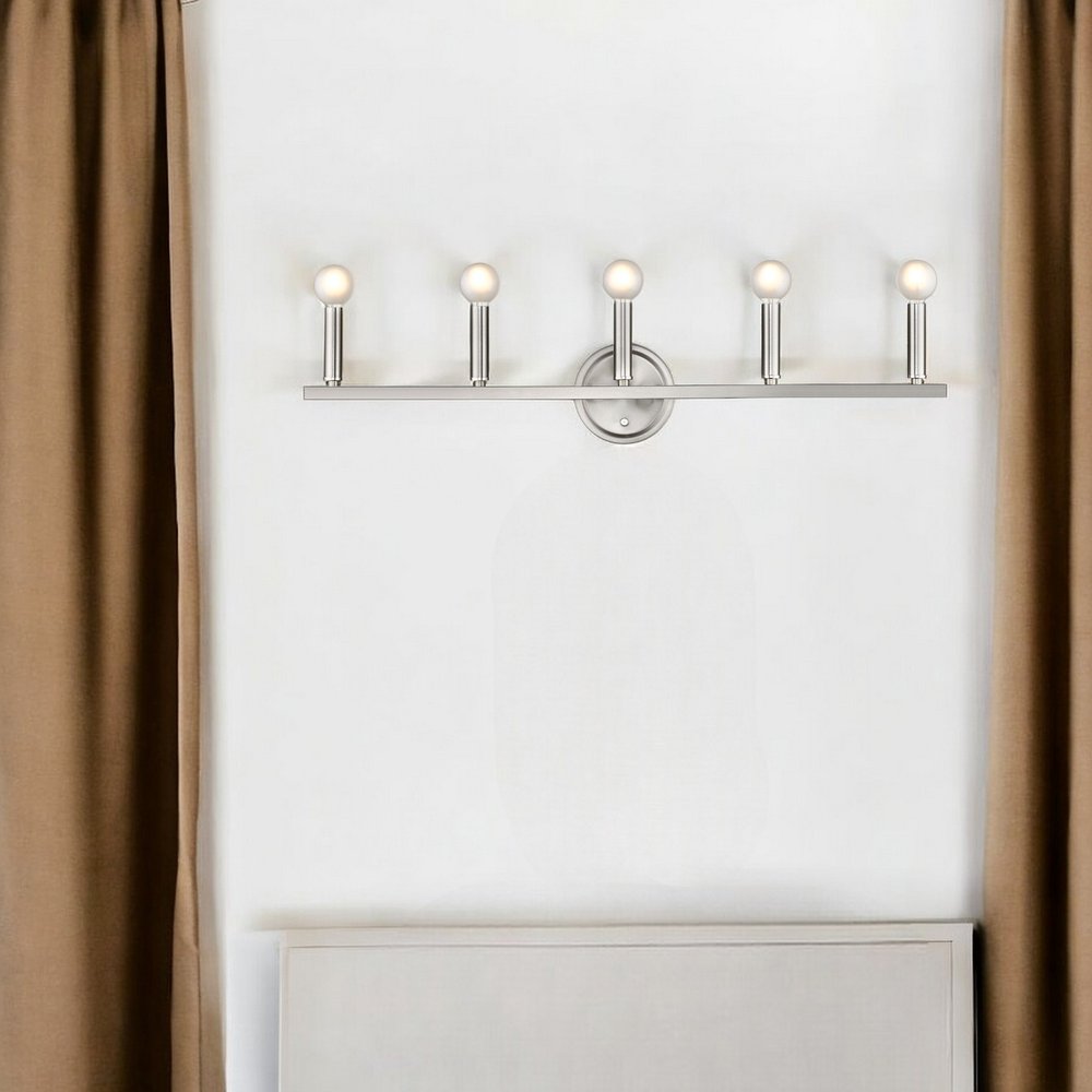 7" Silver Metal Vanity Flush Mounted Sconce HomeRoots