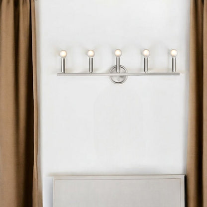 7" Silver Metal Vanity Flush Mounted Sconce HomeRoots