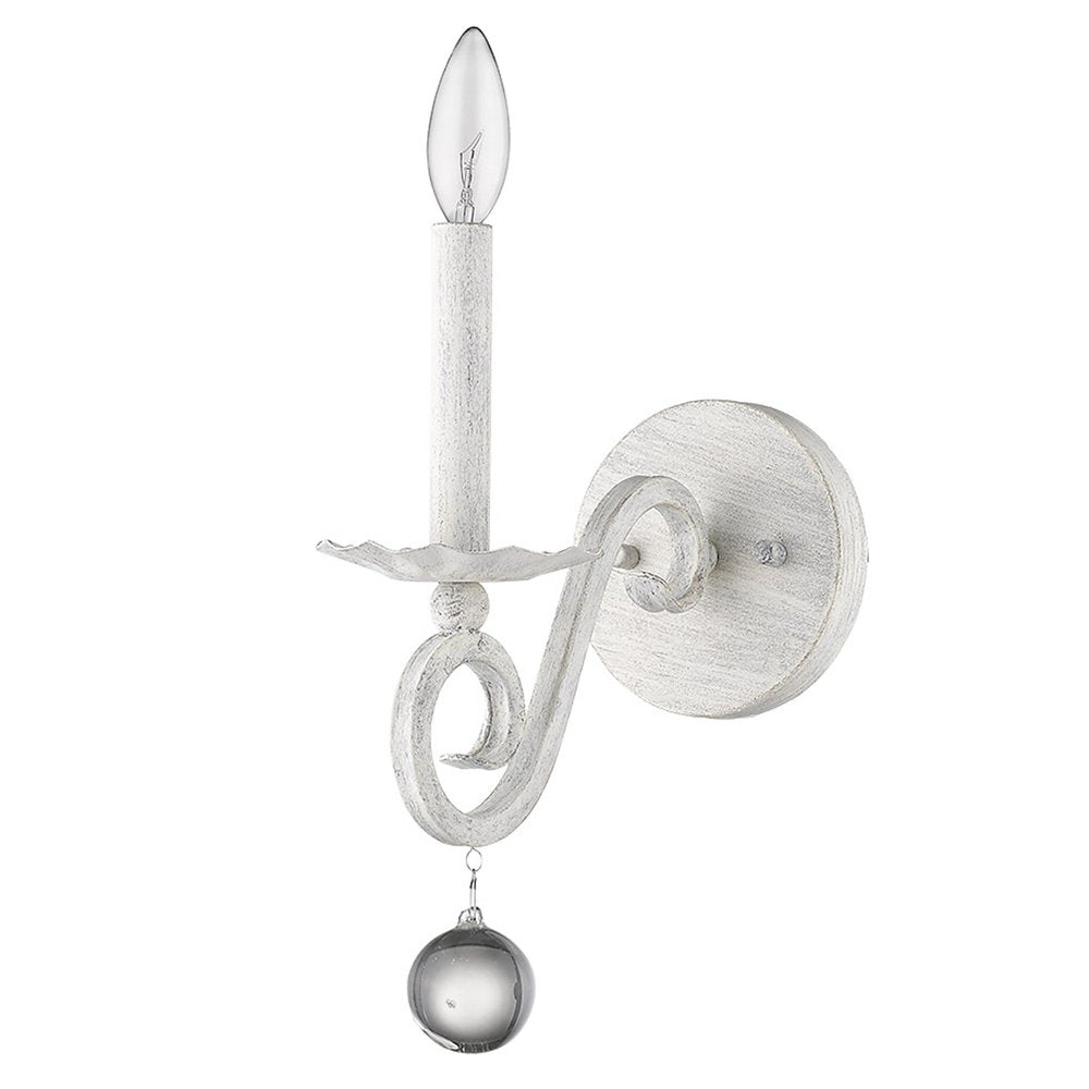 12" Off White Rustic Metal Candle Wall Light With Hanging Crystal HomeRoots