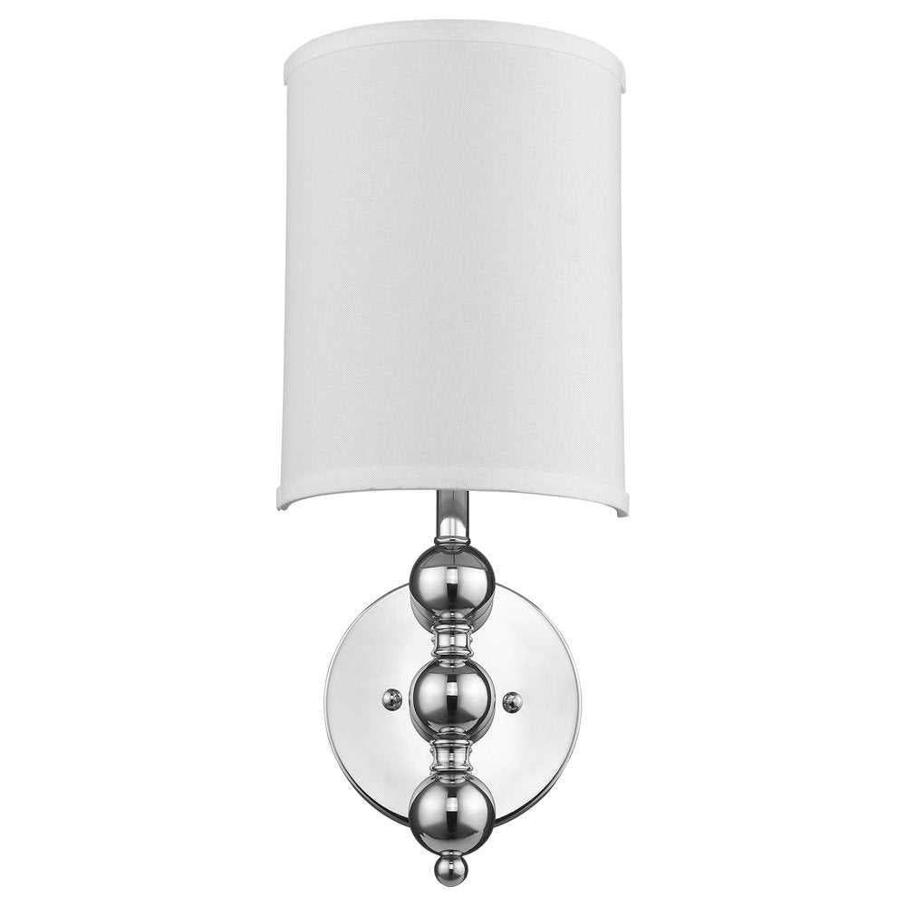 Silver Chrome Wall Light with Linen Fabric Shade — view 1