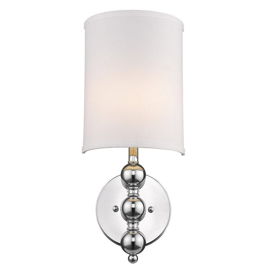 Silver Chrome Wall Light with Linen Fabric Shade HomeRoots