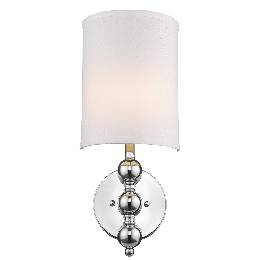 Silver Chrome Wall Light with Linen Fabric Shade — view 2