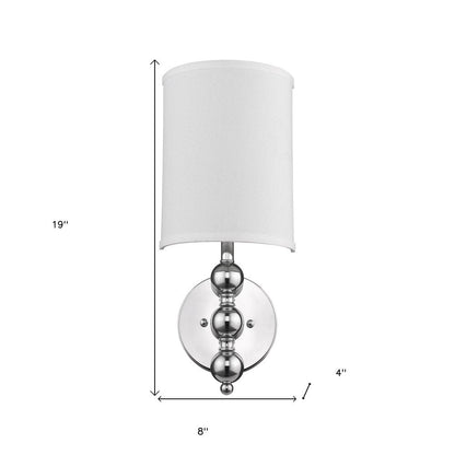 Silver Chrome Wall Light with Linen Fabric Shade HomeRoots