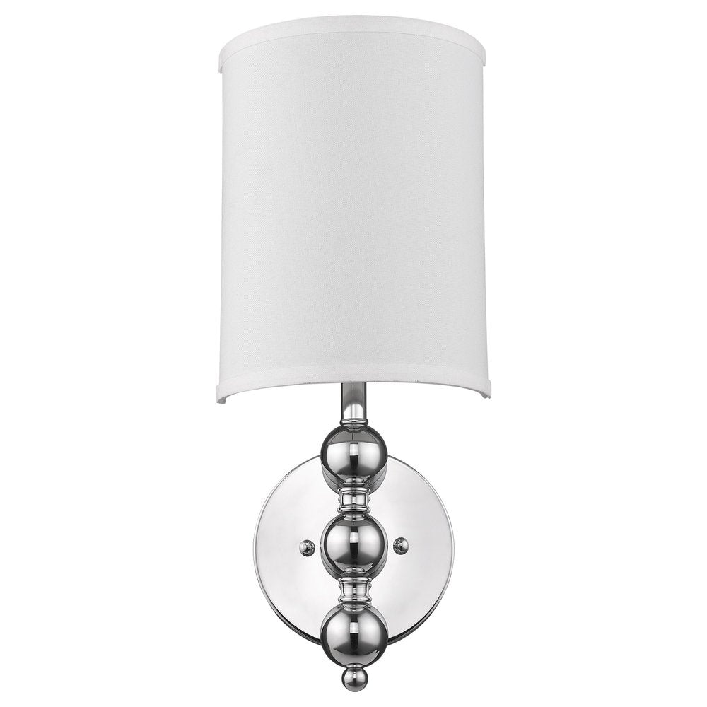 Silver Chrome Wall Light with Linen Fabric Shade HomeRoots
