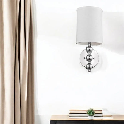 Silver Chrome Wall Light with Linen Fabric Shade HomeRoots