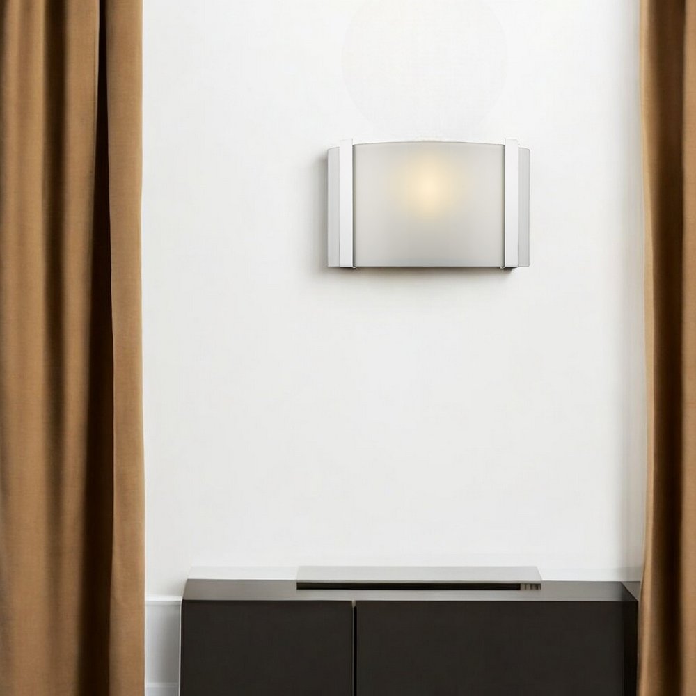 Polished Chrome Wall Sconce with Frosted Glass Shade HomeRoots