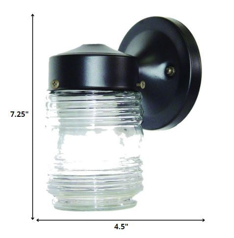 Black Standard Jelly Jar One Light Outdoor Wall Light — view 2
