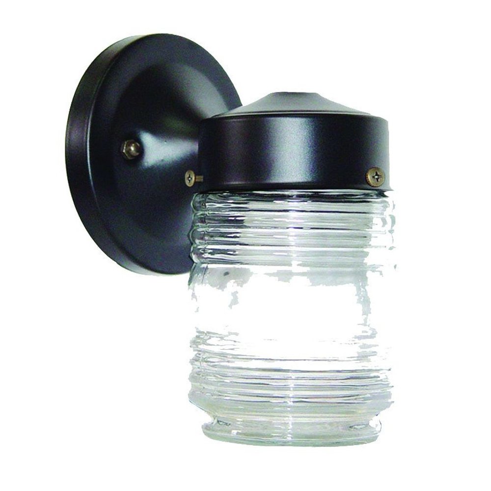Black Standard Jelly Jar One Light Outdoor Wall Light — view 3