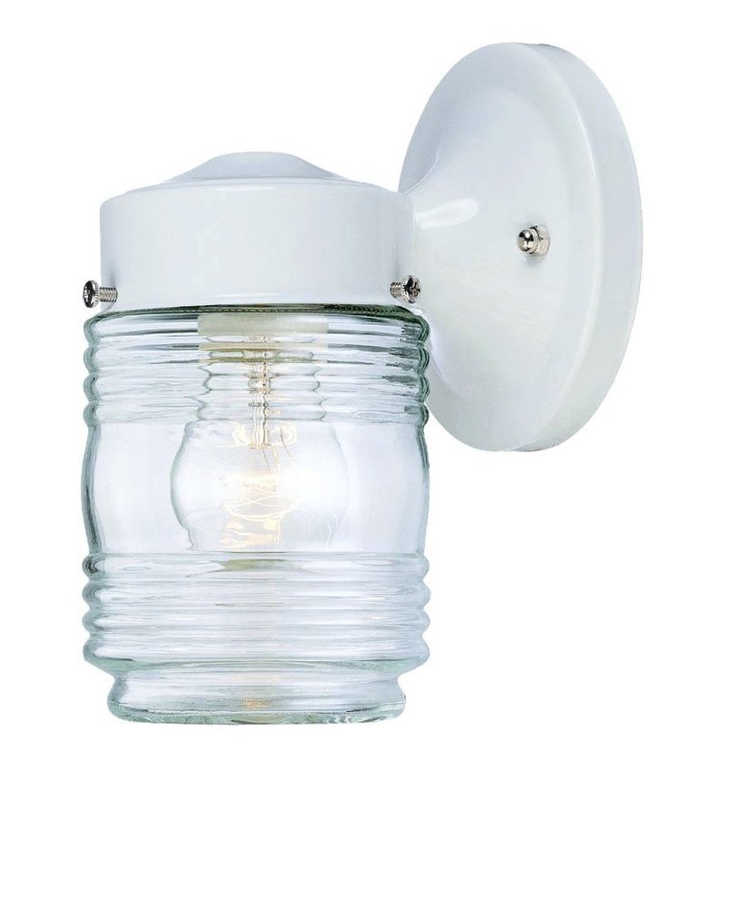 White Standard Jelly Jar One Light Outdoor Wall Light — view 3