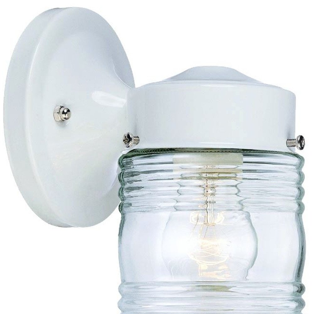 White Standard Jelly Jar One Light Outdoor Wall Light — view 5