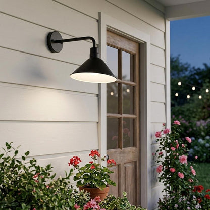 Wide Shade Matte Black LED Wall Light HomeRoots
