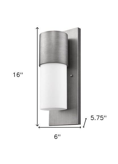Contemporary Brushed Silver and White Wall Light HomeRoots