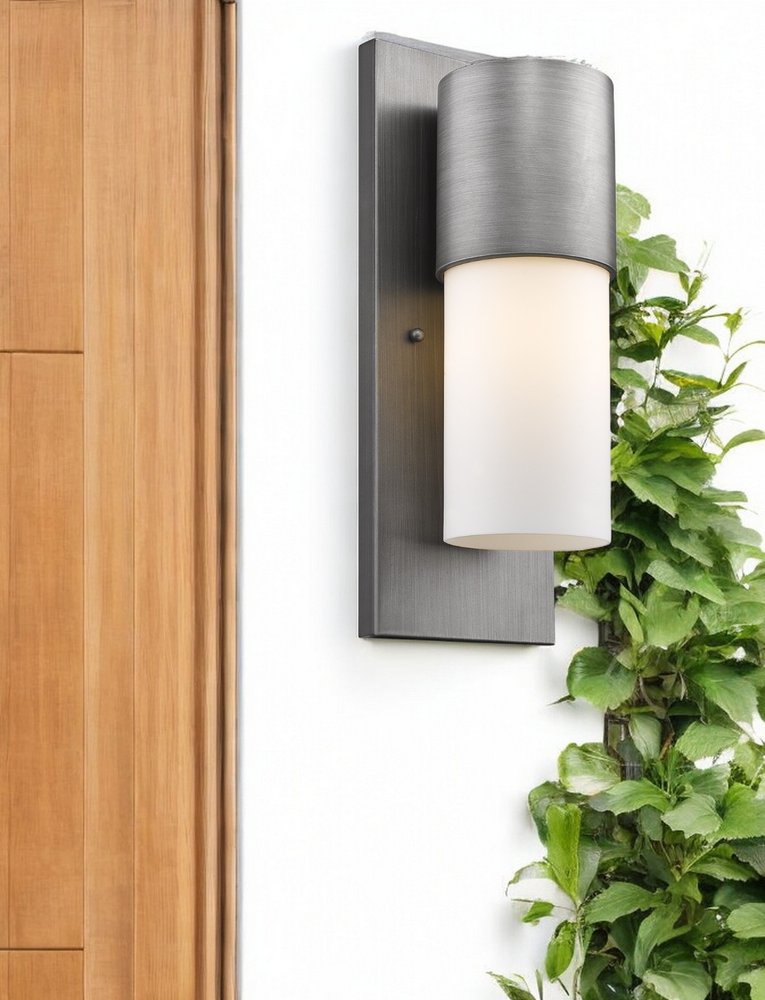 Contemporary Brushed Silver and White Wall Light HomeRoots