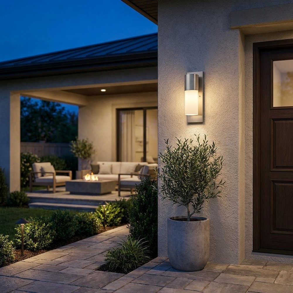 Silver And White Frosted Dimmable Outdoor Hanging Light With Silver And White Shades HomeRoots