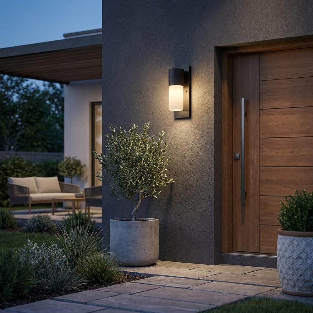 Black And White Frosted Dimmable Outdoor Hanging Light With Black And White Shades — view 1