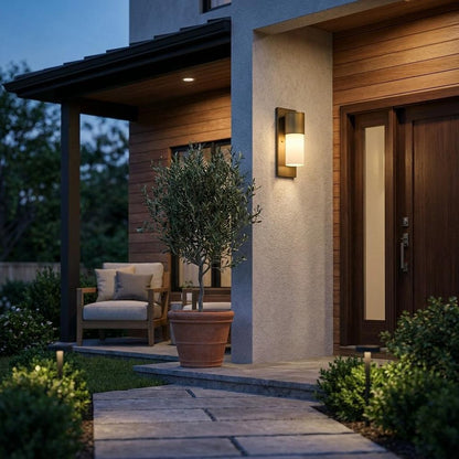 Brass And White Frosted Dimmable Outdoor Hanging Light With Brass And White Shades HomeRoots