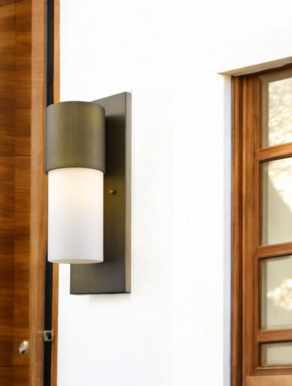 Contemporary Brushed Gold and White Wall Light HomeRoots