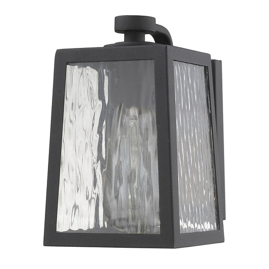 Matte Black glass panels Outdoor Wall Light HomeRoots
