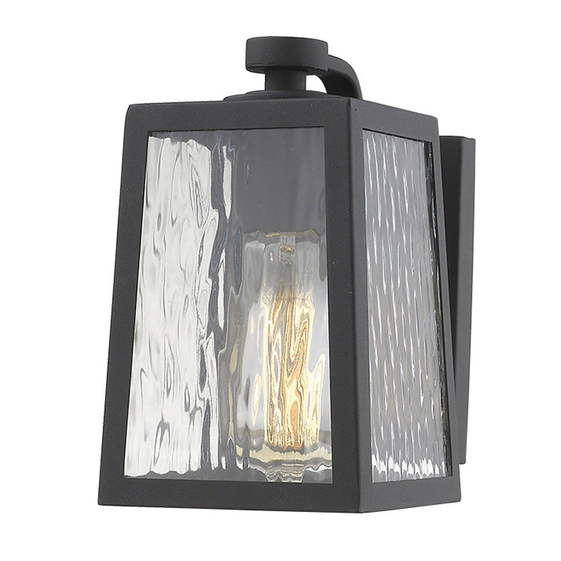 Matte Black glass panels Outdoor Wall Light - FurniFindUSA